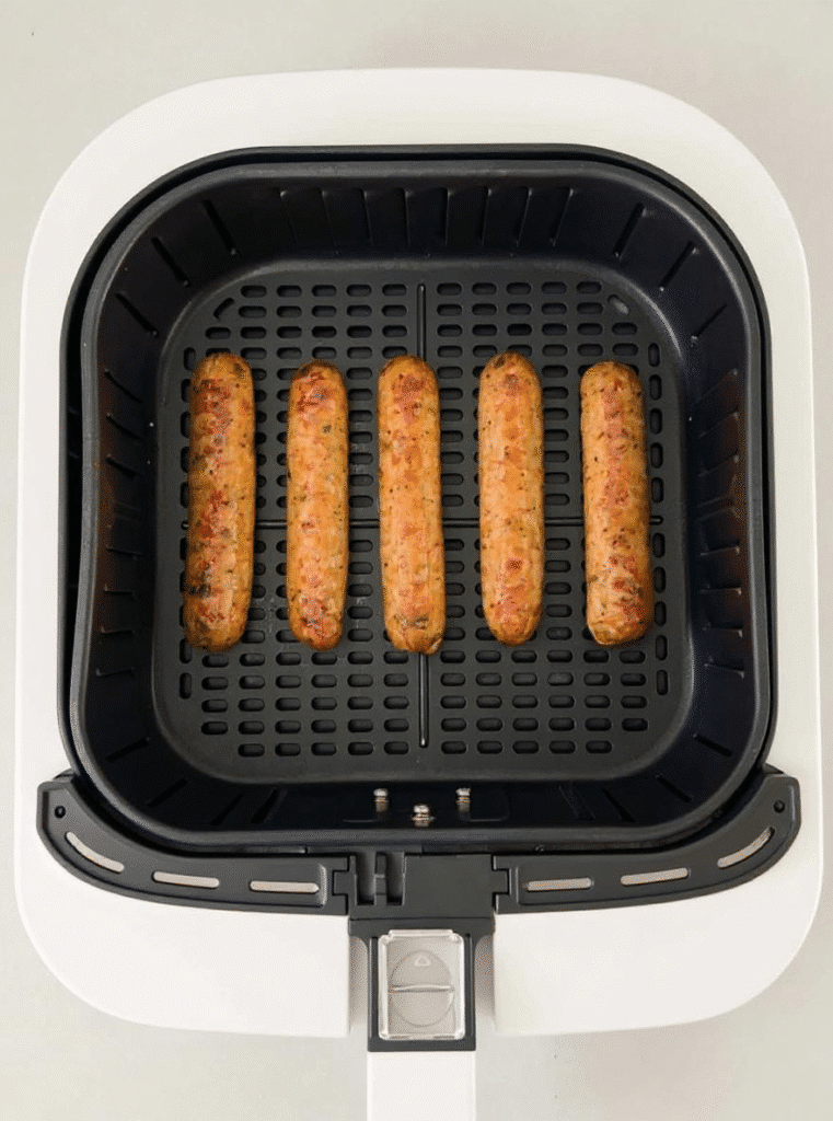 cooked chicken sausages in white air fryer
