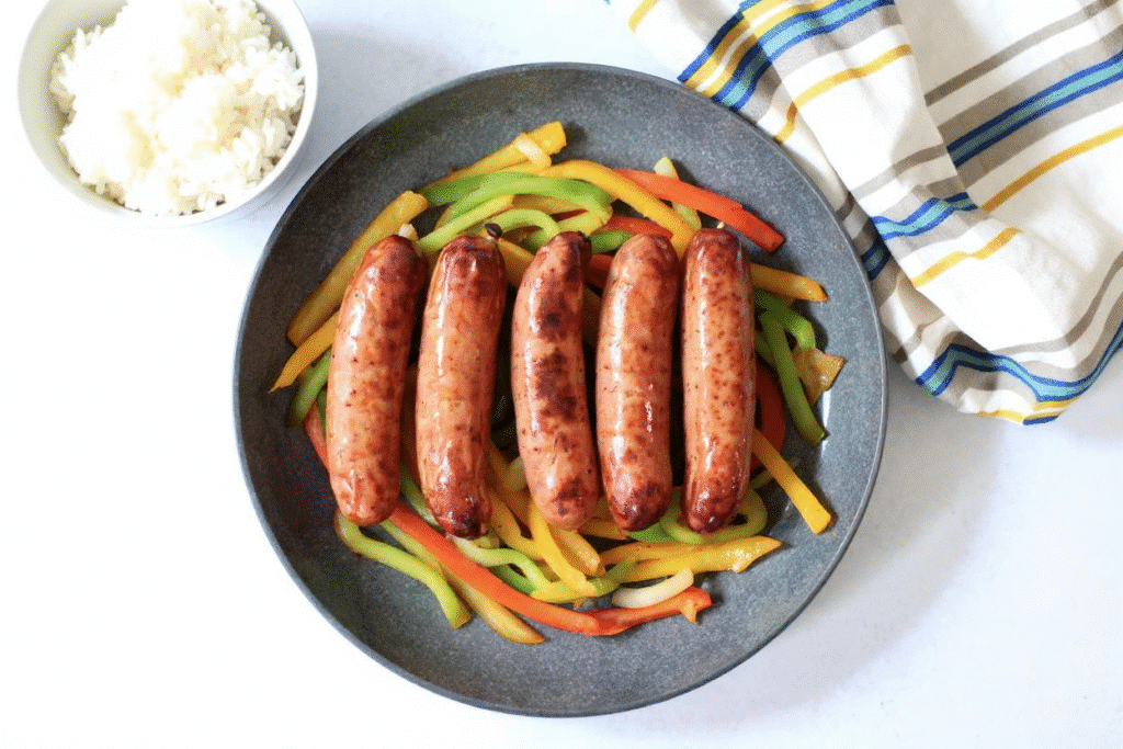 air fryer chicken sausage recipe with rice and peppers